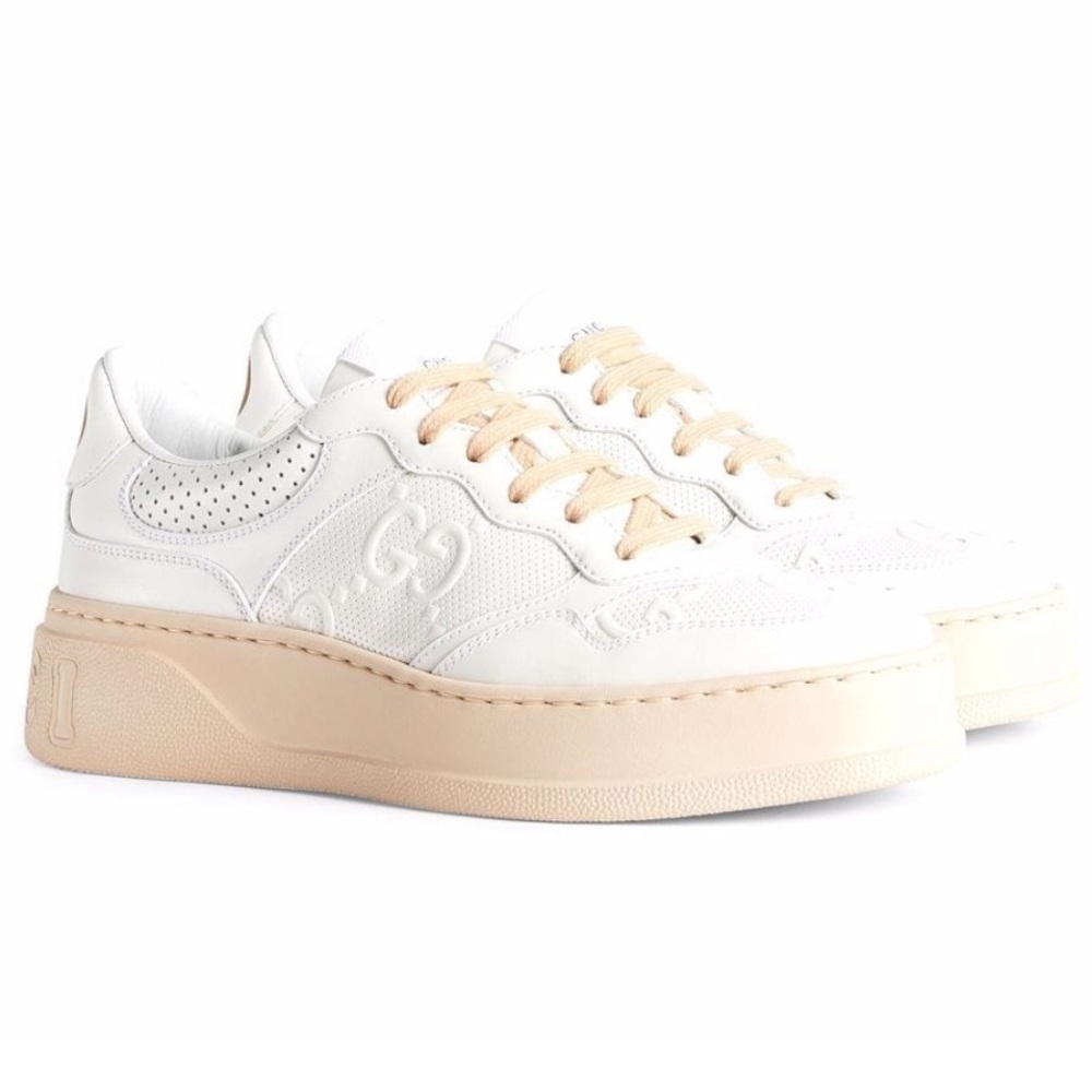 Gucci GG Embossed Sneakers, size 37.5, pink